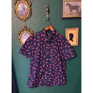 J.Crew Men’s Lobster Print Button Down Shirt Large Flex Washed Nautical